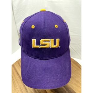 LSU Tigers Hat Cap Strap back Adjustable Purple‎ Tiger Side Logo
